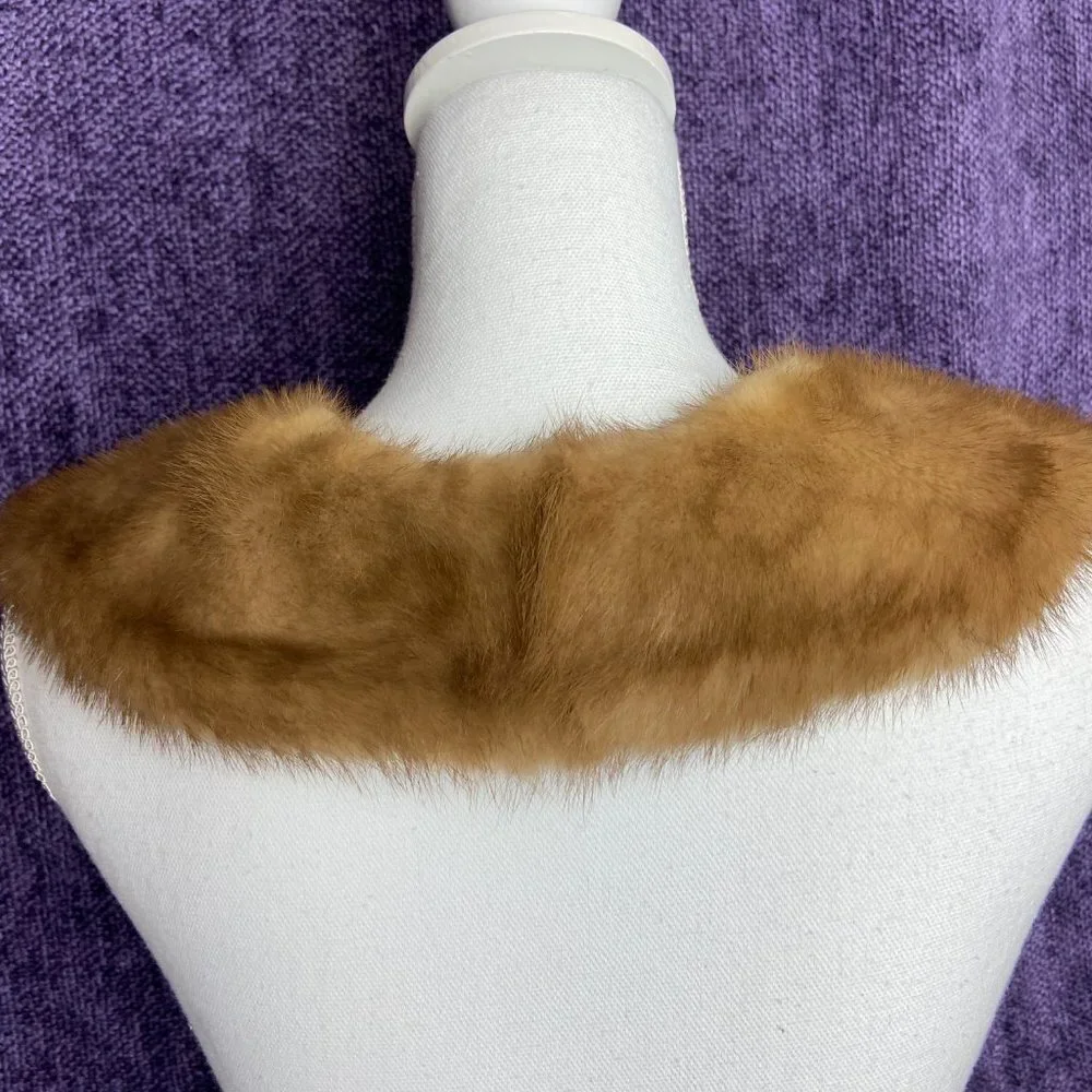 Vtg Beige Real Mink Fur Collar for Coat or Sweater/ Dress